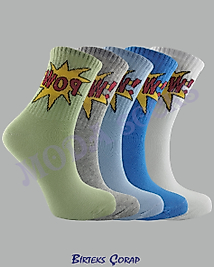 5 Çift Pow baskılı Spor ve Antrenman kolej çorap