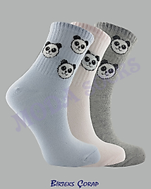 3 Çift Panda Desenli Spor ve Antrenman kolej çorap