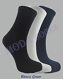 3'lü spor antrenman düz kolej çorap