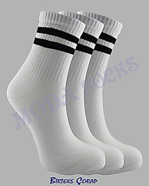 3 Çift Çizgili Spor ve Antrenman kolej çorap