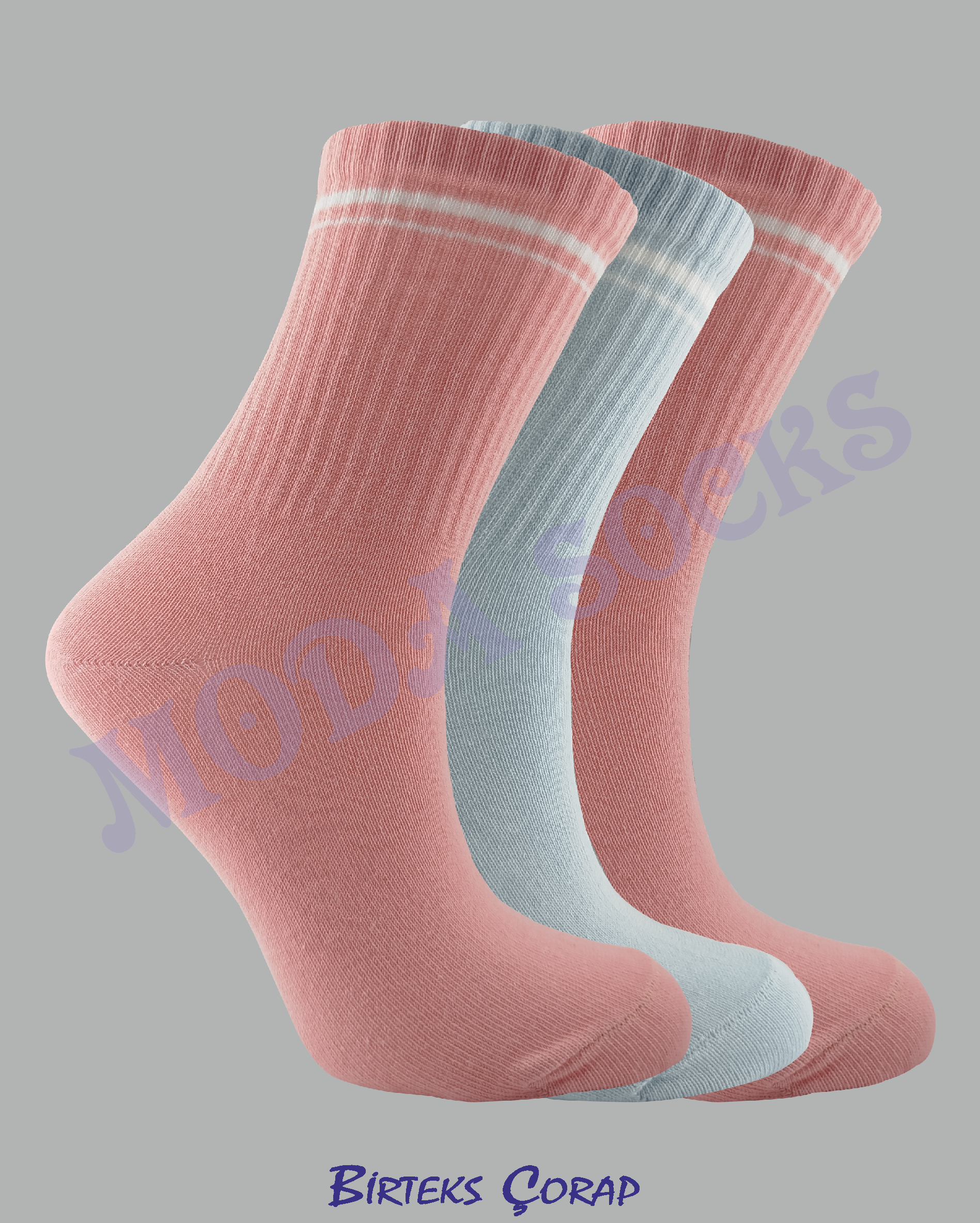 3 Çift Çizgili Spor ve Antrenman kolej çorap