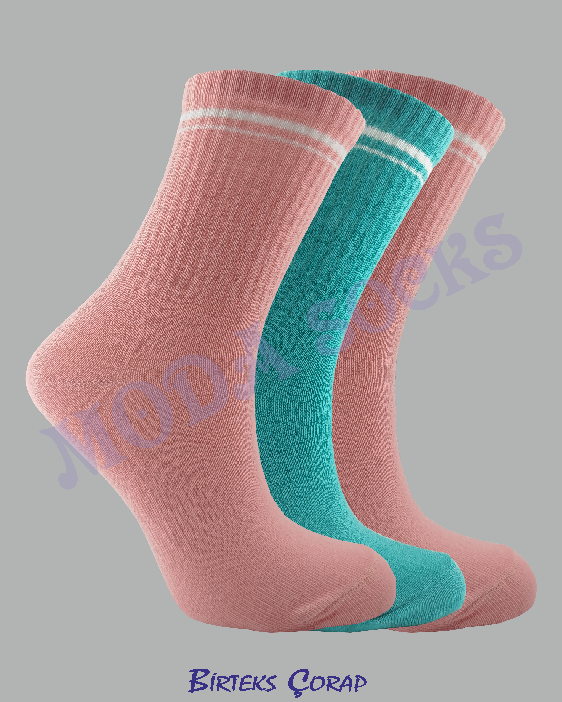 3 Çift Çizgili Spor ve Antrenman kolej çorap