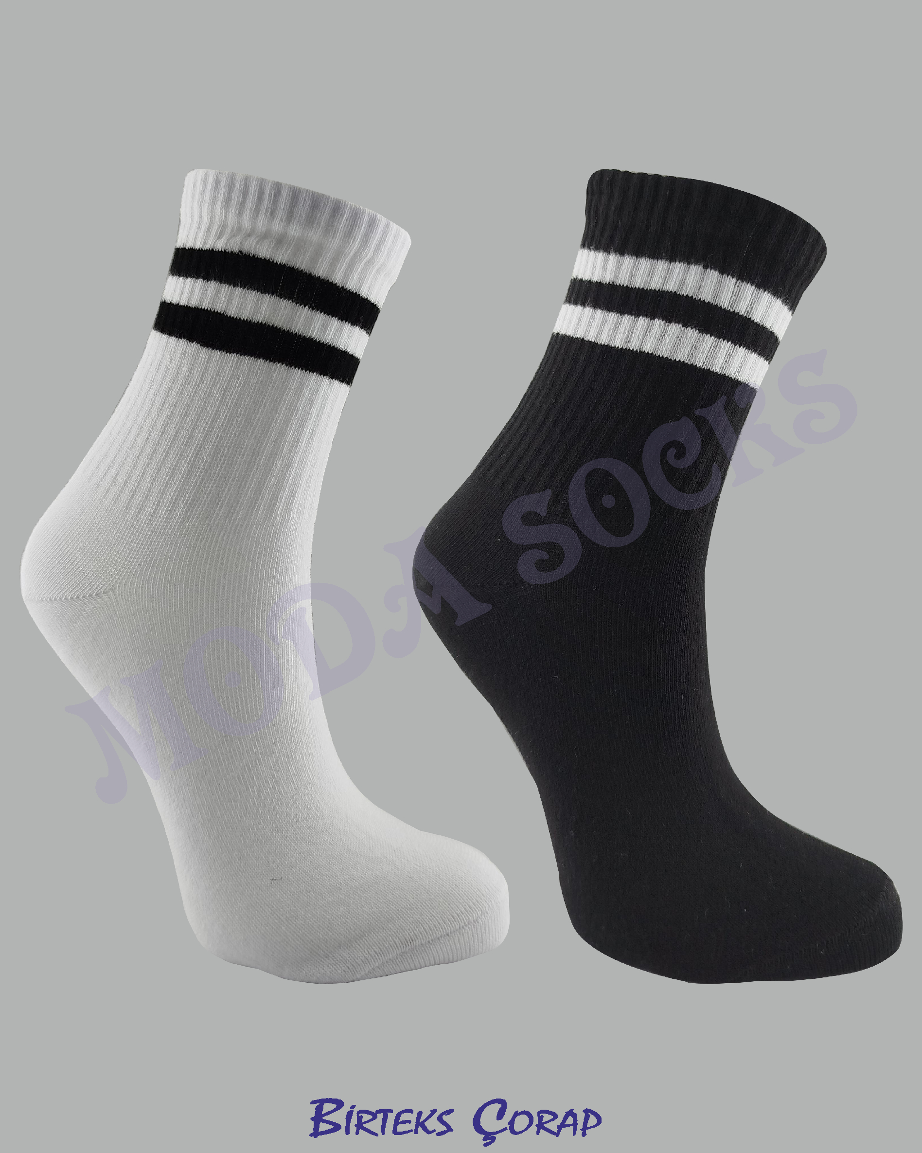 2 Çift Çizgili Spor ve Antrenman kolej çorap