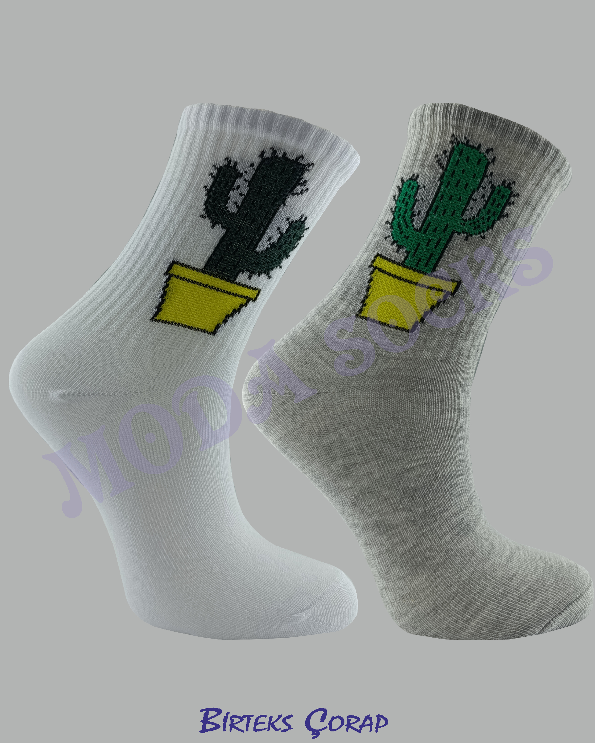 2 Çift Desenli Spor ve Antrenman kolej çorap