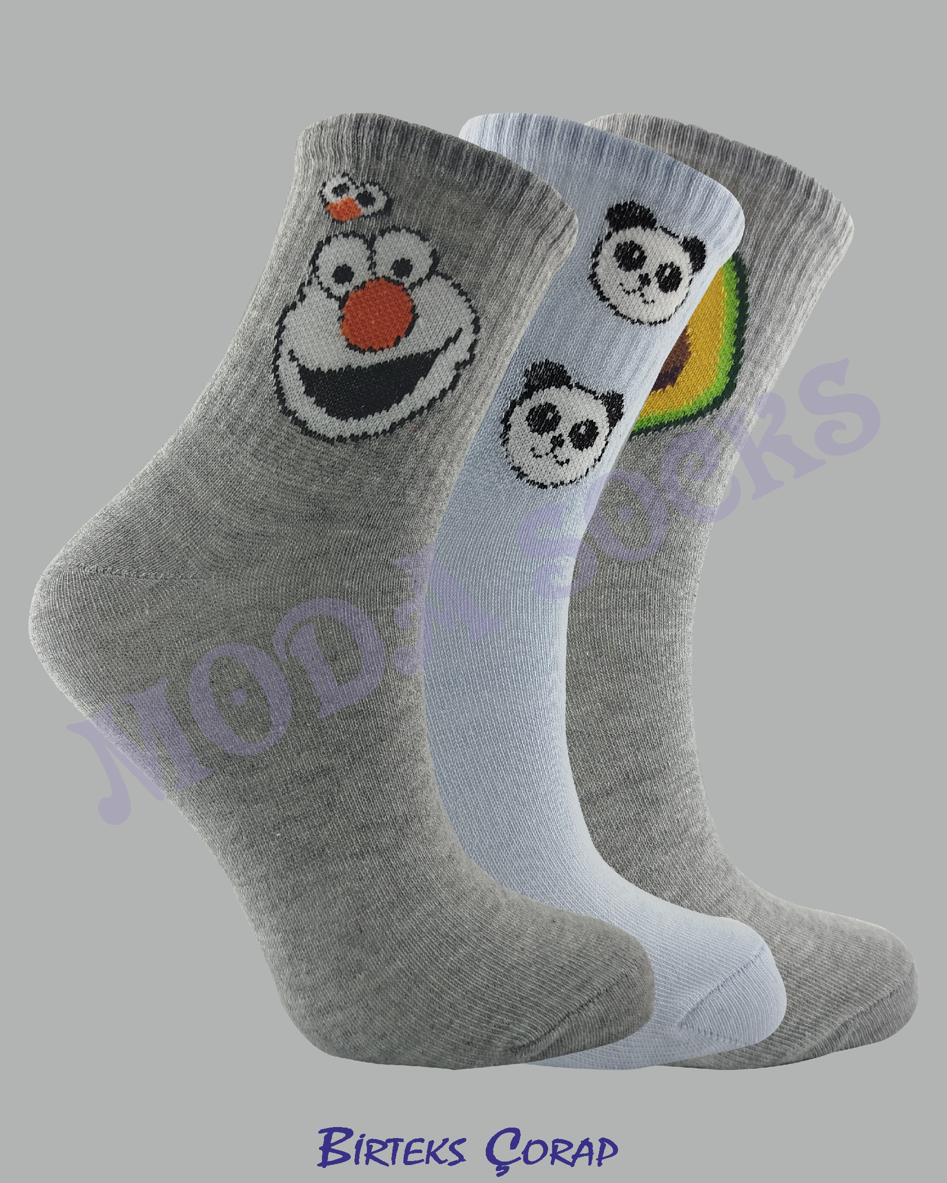 3 Çift Desenli Spor ve Antrenman kolej çorap