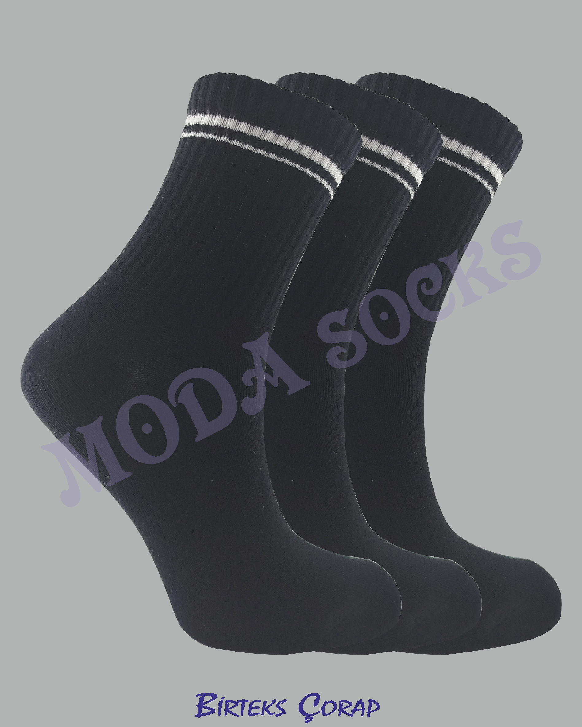 3 Çift Çizgili Spor ve Antrenman kolej çorap
