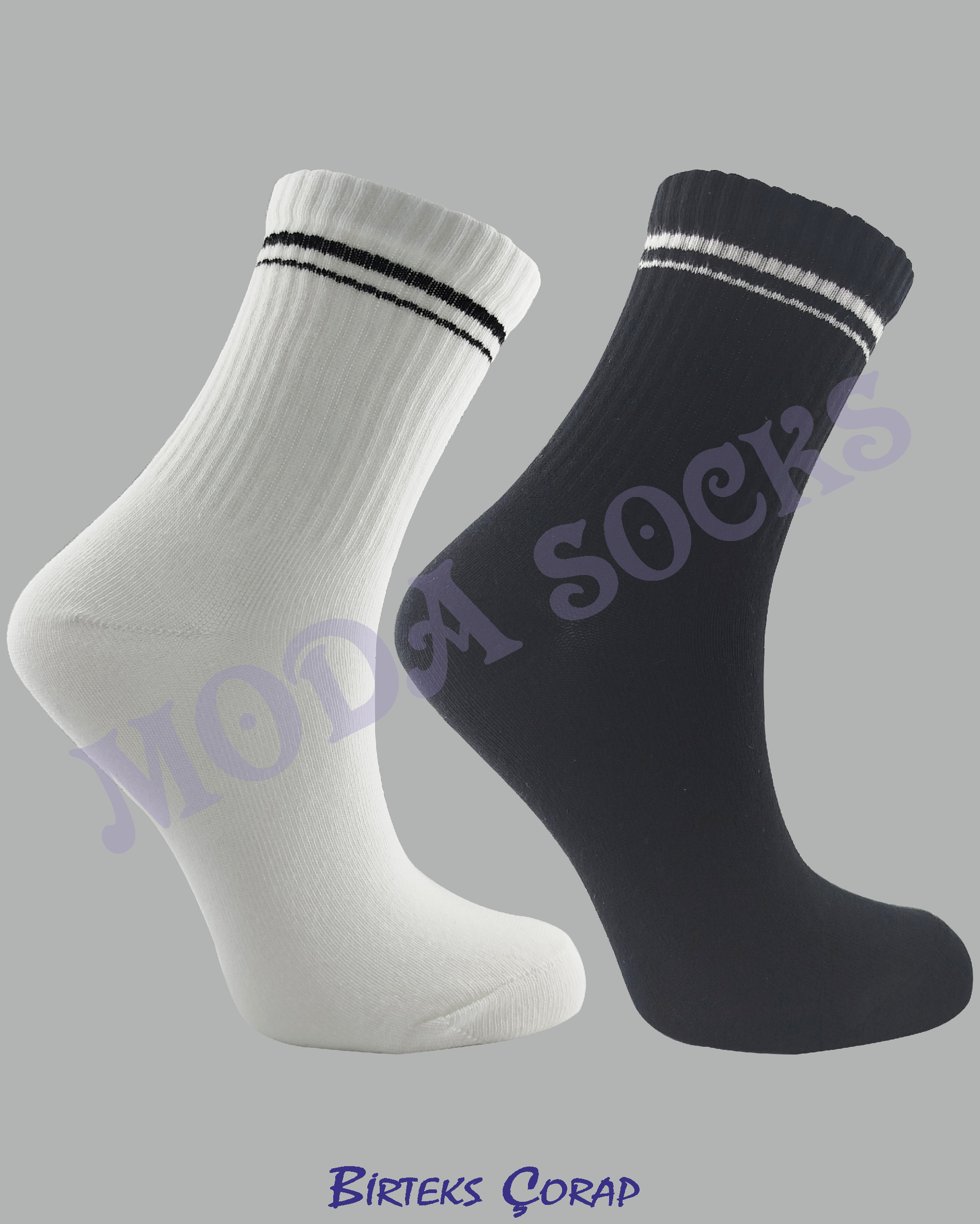 3 Çift Çizgili Spor ve Antrenman kolej çorap