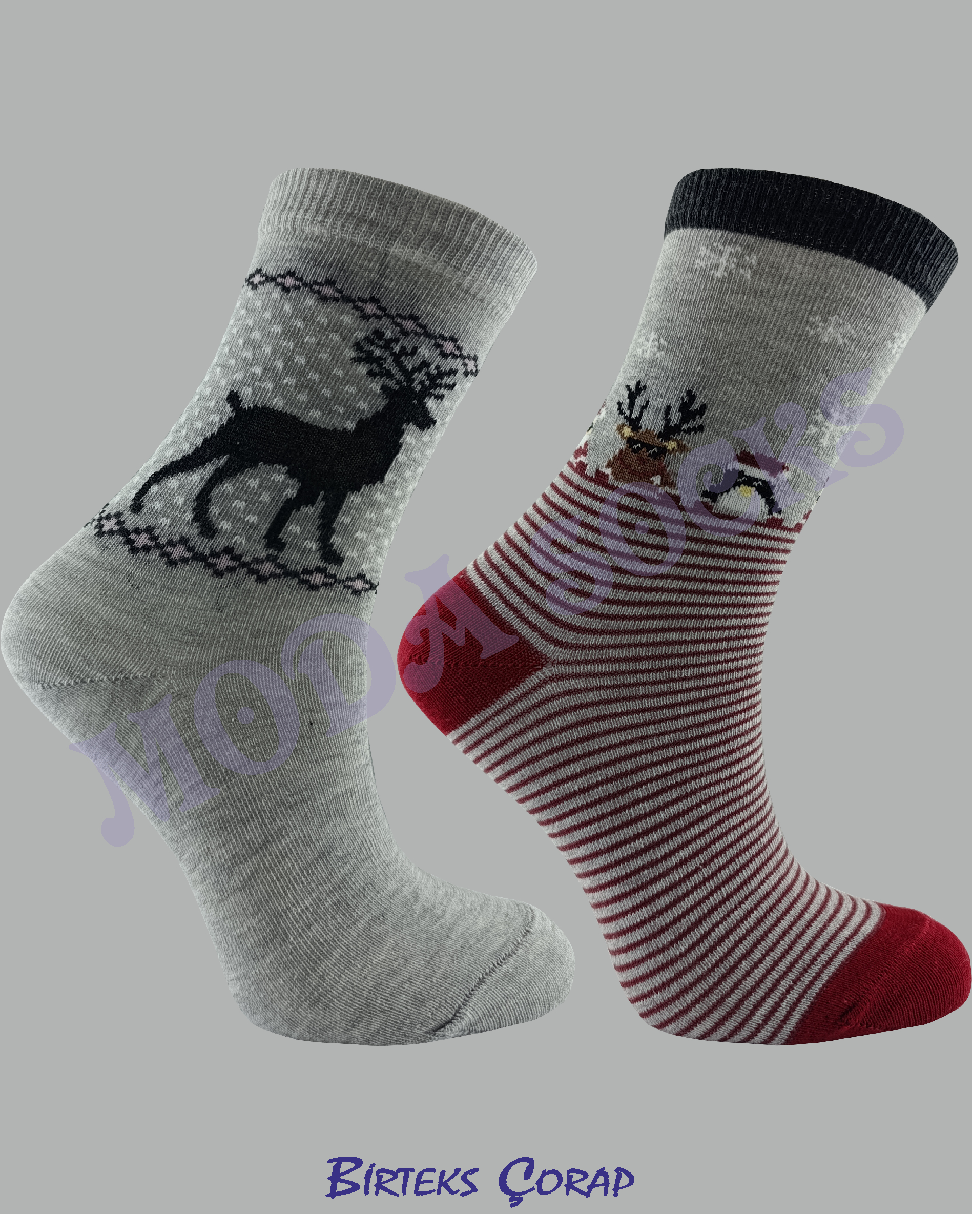 2 Çift Desenli Kadın Soket Çorap