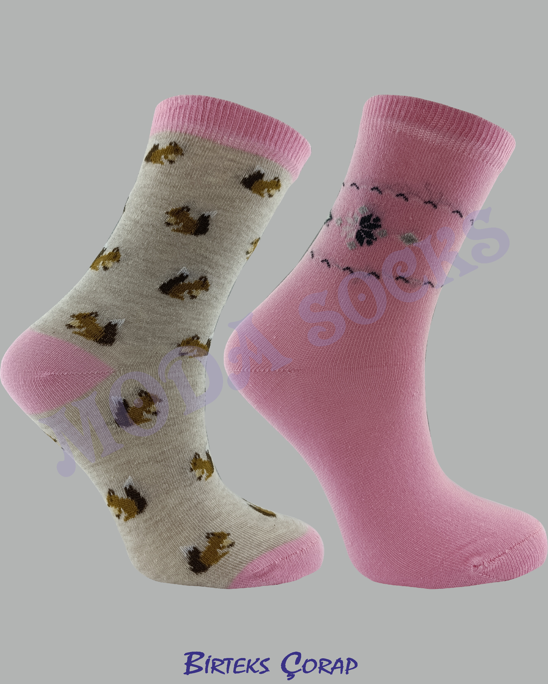 2 Çift Desenli Kadın Soket Çorap