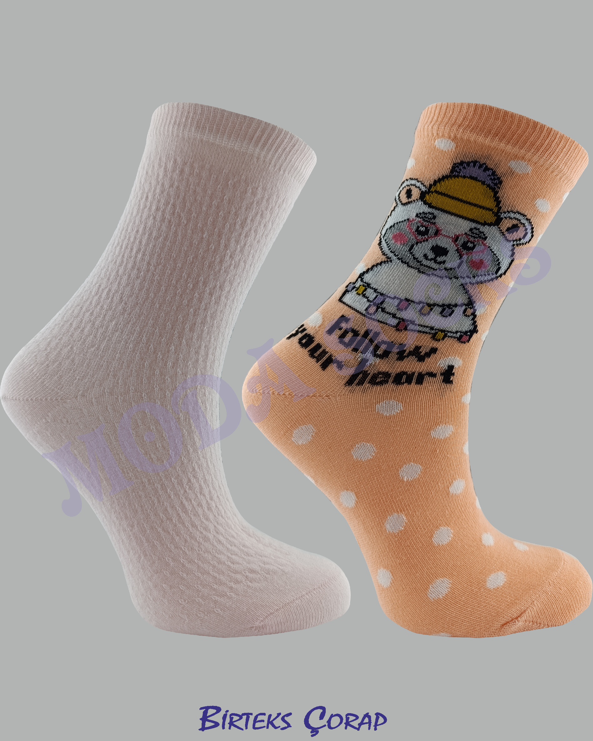 2 Çift Desenli Kadın Soket Çorap