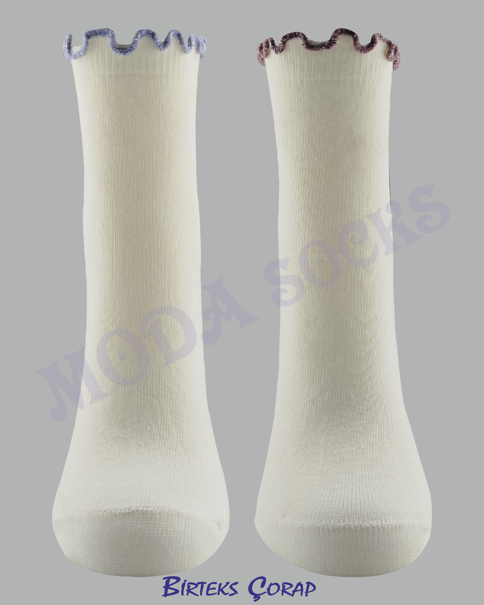 2 Çift Desenli Kadın Soket Çorap