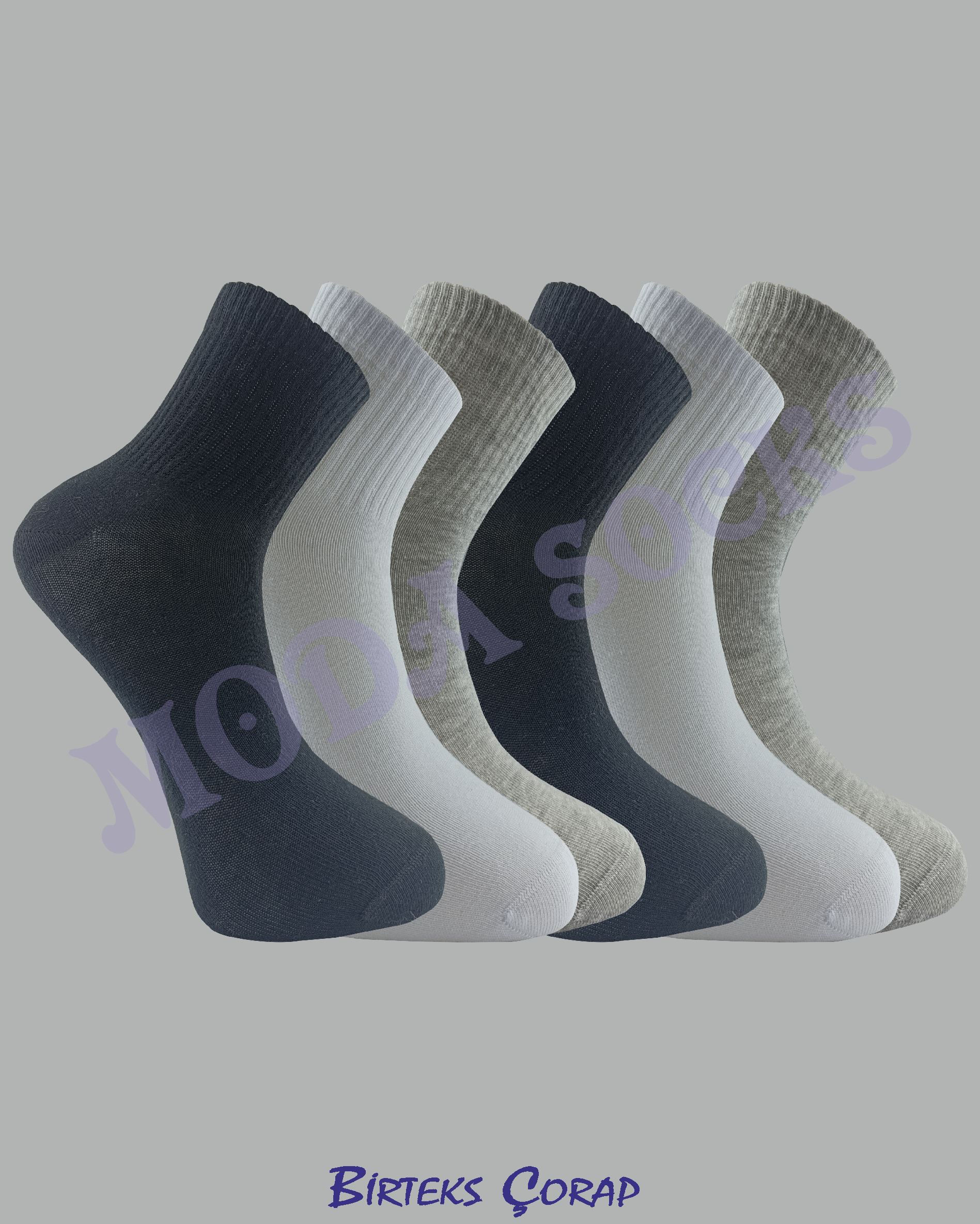 6'lI dikişsiz penye kokulu kısa basic çorap