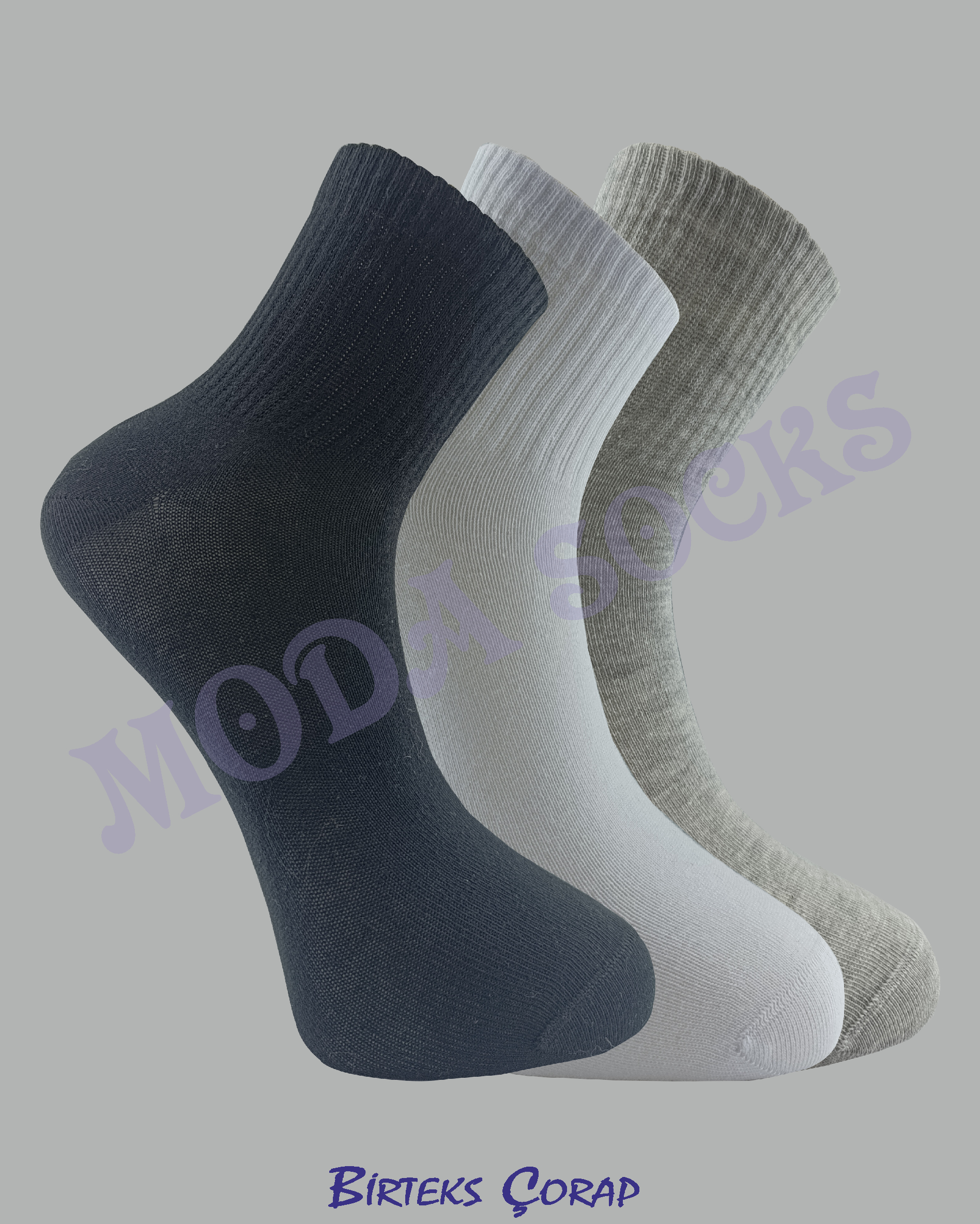 3'Lü dikişsiz penye kokulu kısa basic çorap