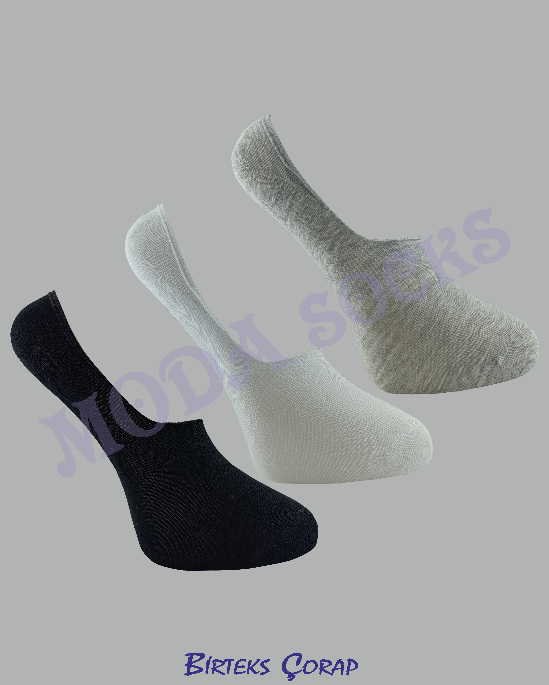 Dikişsiz ve Silikonlu 3 Çift Bambu Babet Çorap