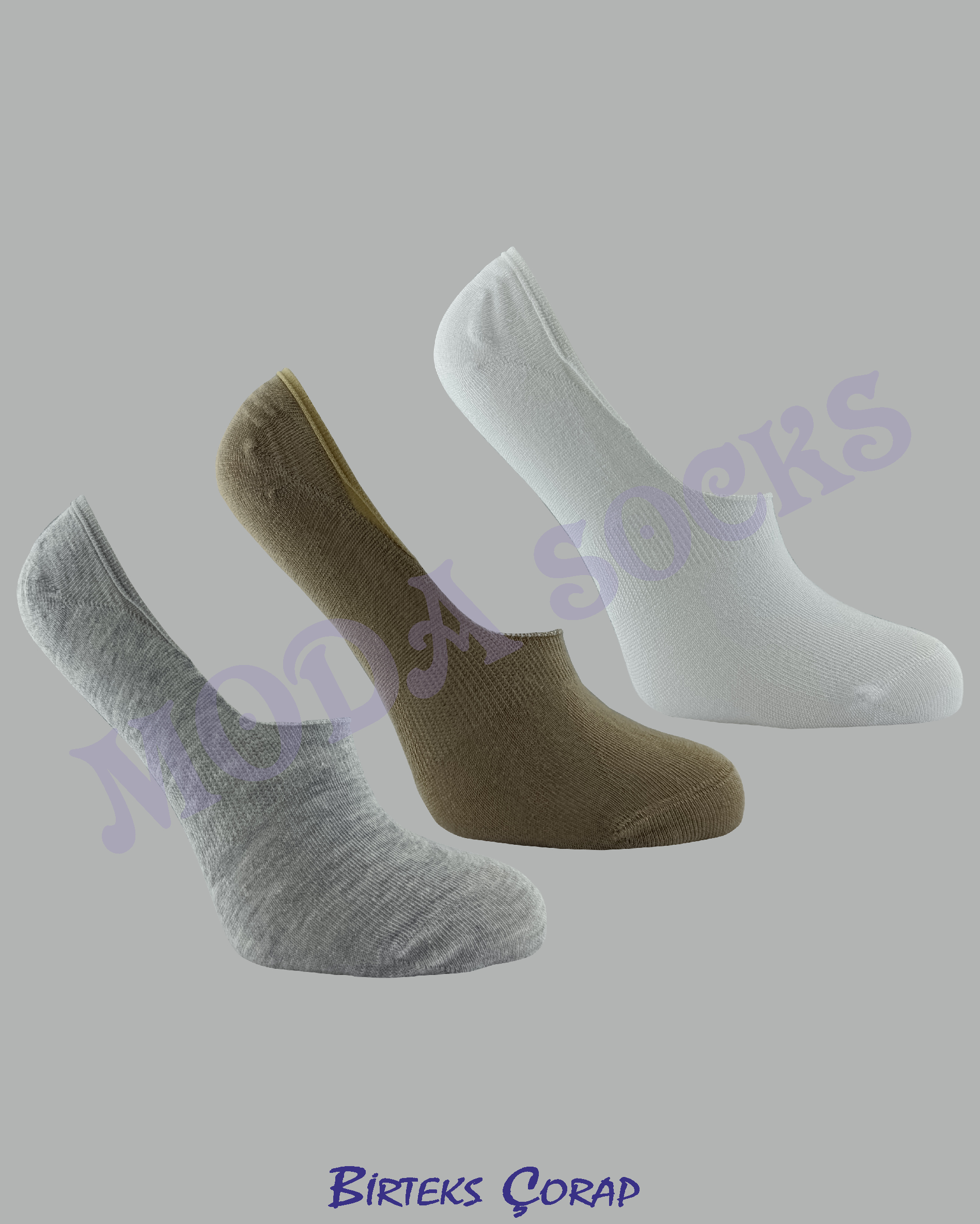 Dikişsiz ve Silikonlu 3 Çift Bambu Babet Çorap