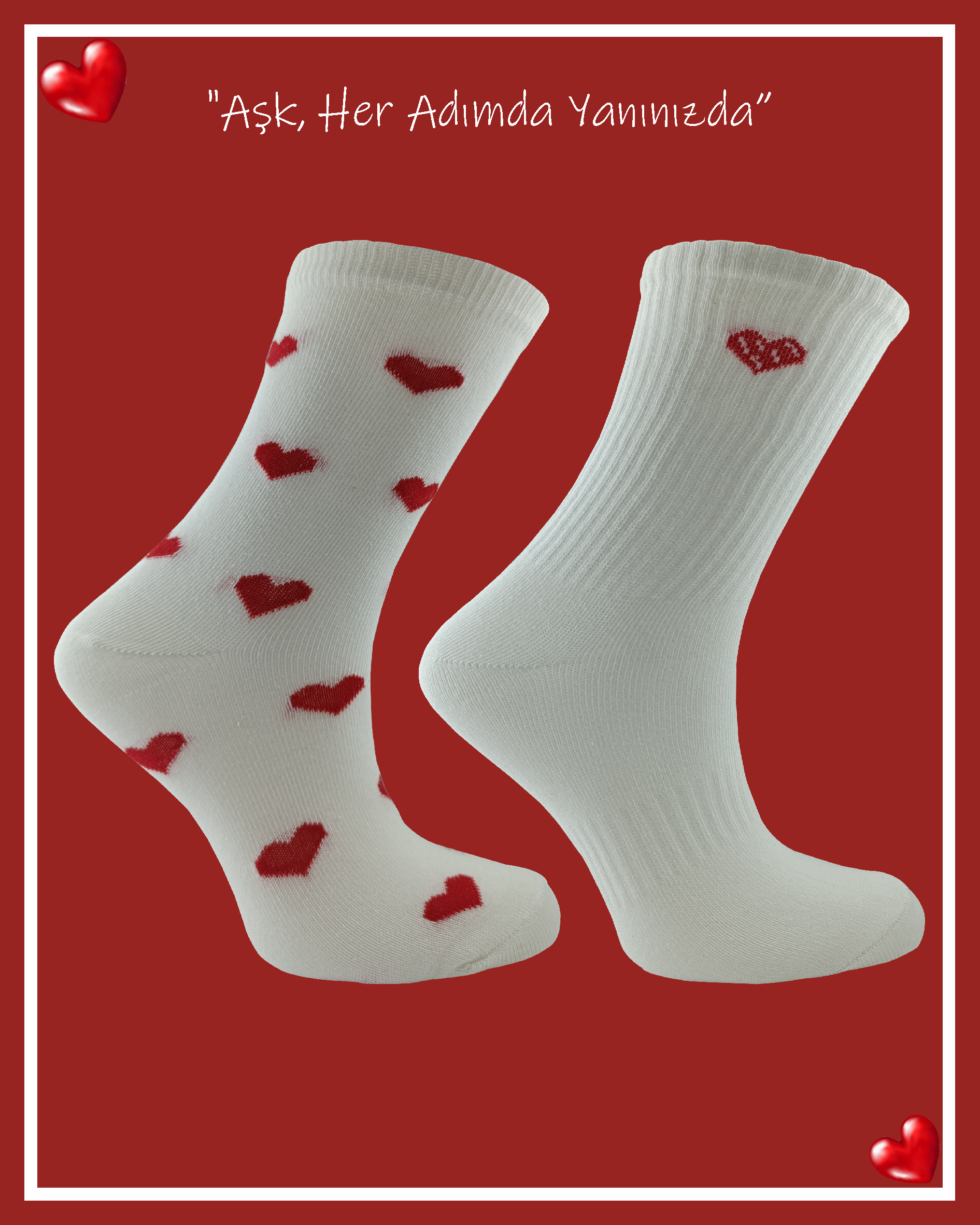 Sevgililer Gününe Özel 2 Çift Çorap