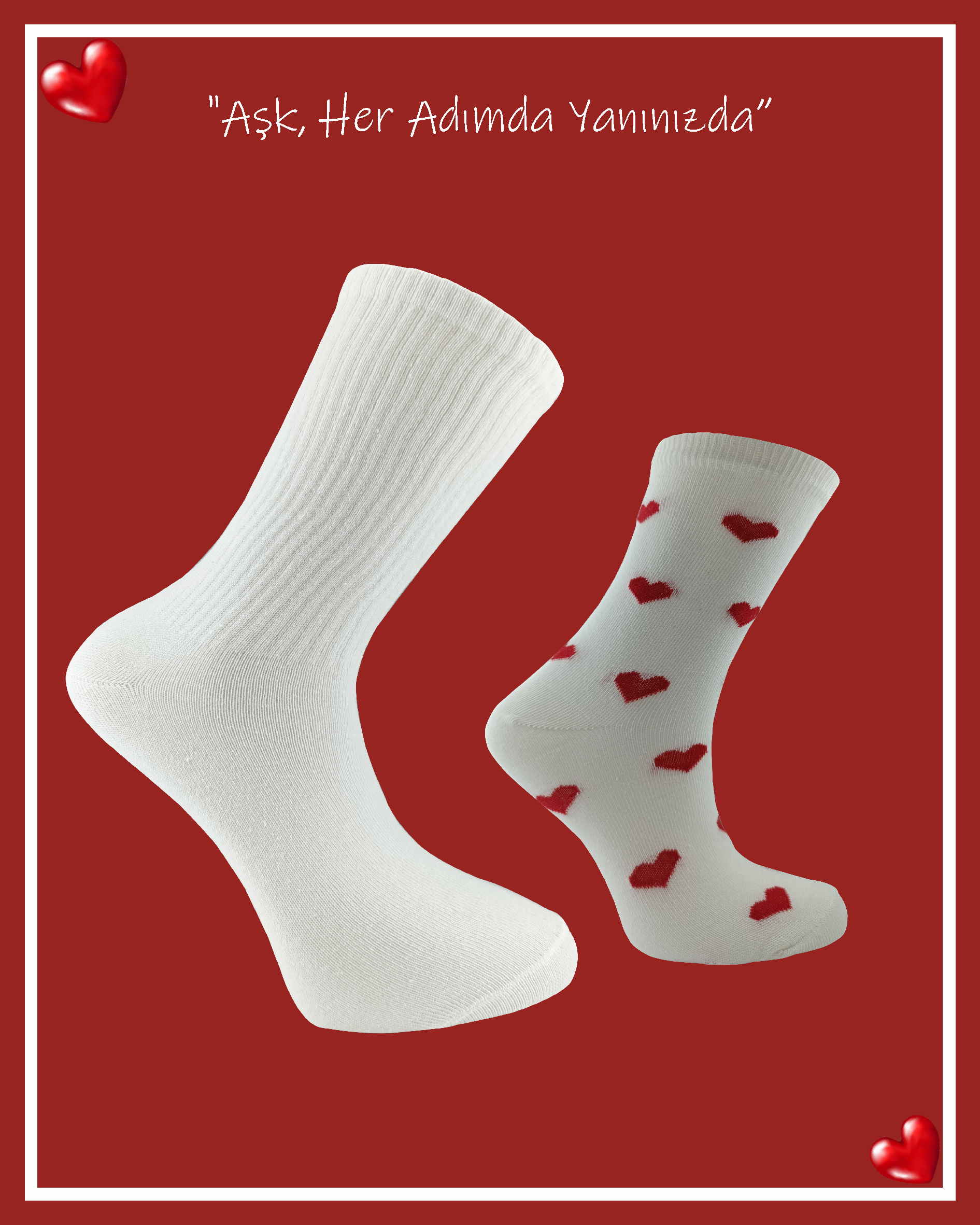 Sevgililer Gününe Özel 2 Çift Çorap