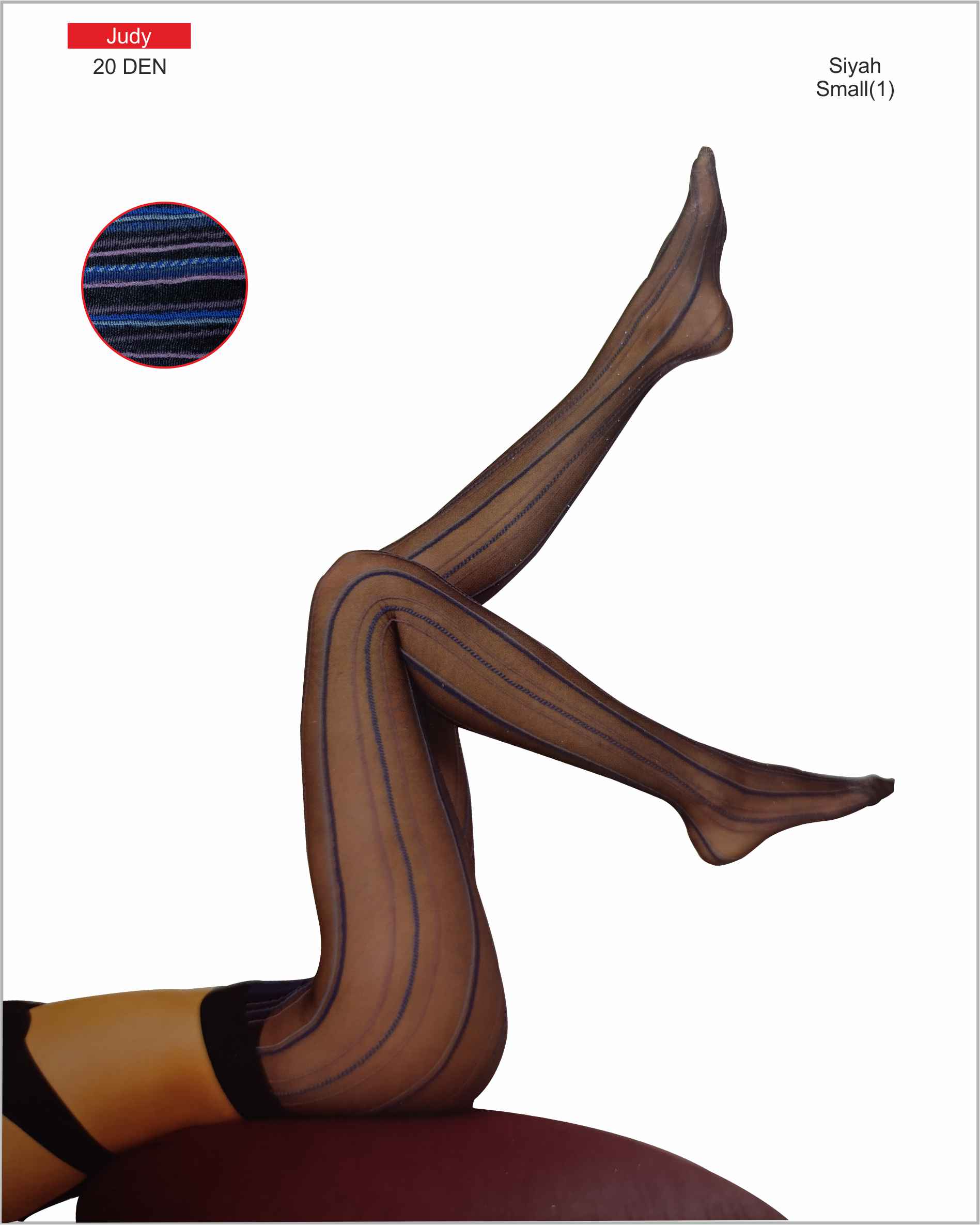 Judy Desenli 20 Den Kilotlu Çorap Siyah Beden-S