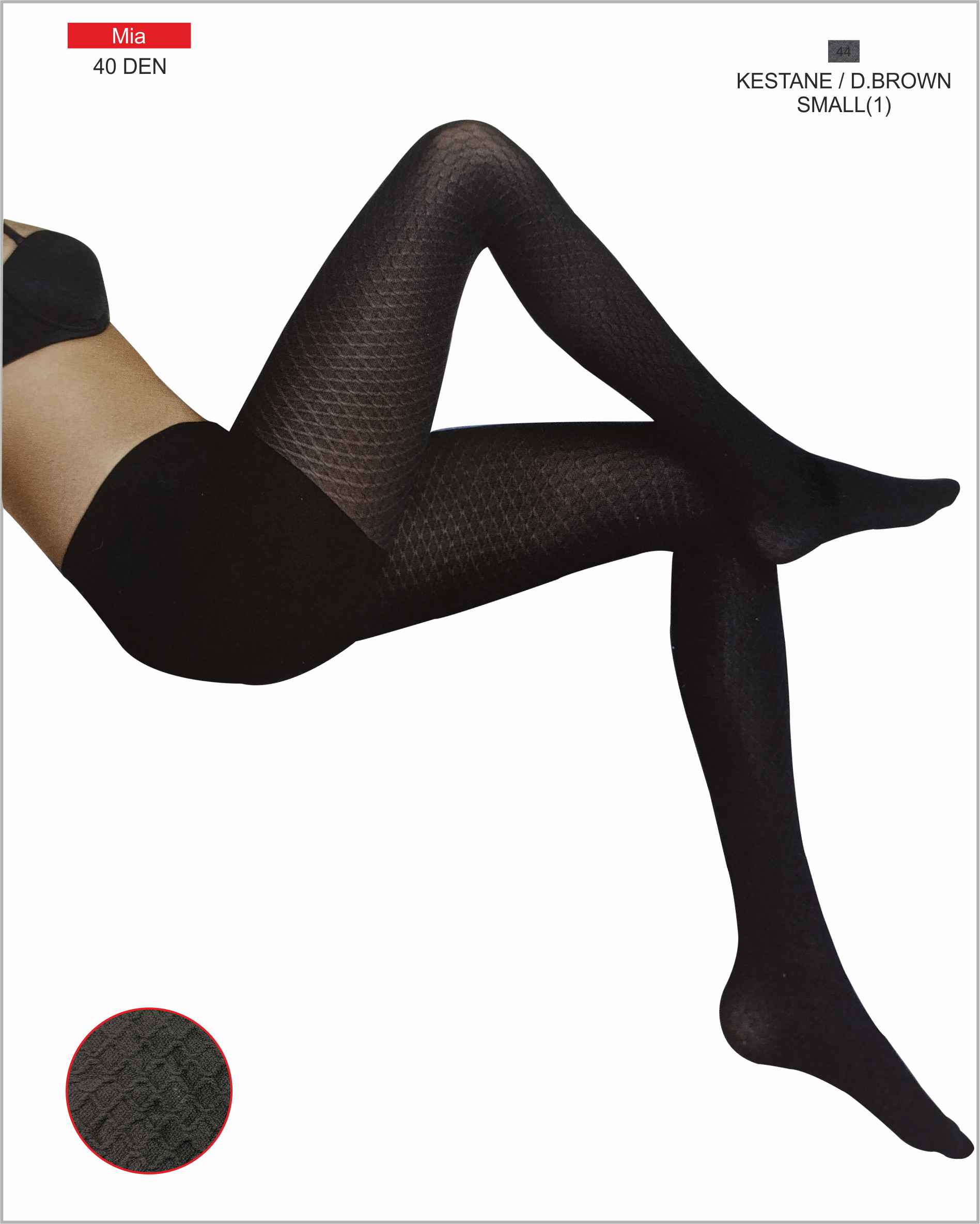 Mia Desenli 40 Den Kilotlu Çorap KESTANE Beden-L