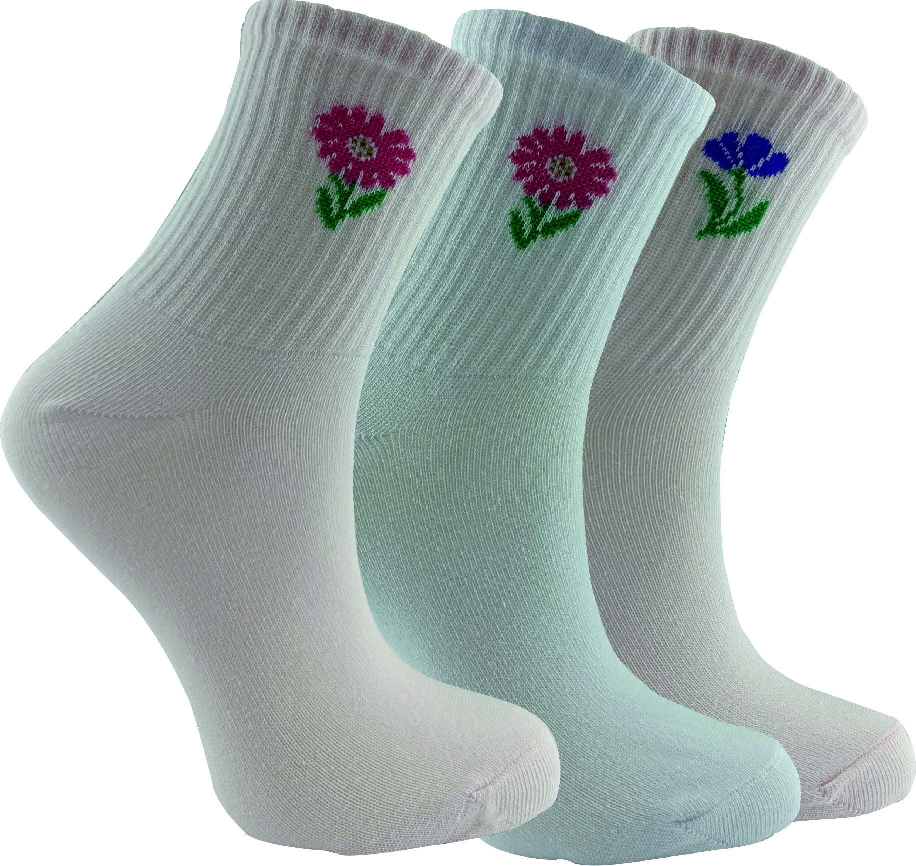 3 Çift Çiçek Desenli Spor ve Antrenman kolej çorap