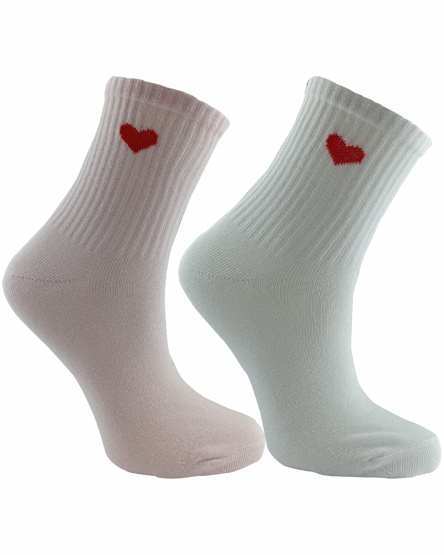 2 Çift Kalp Desenli Spor ve Antrenman kolej çorap gri